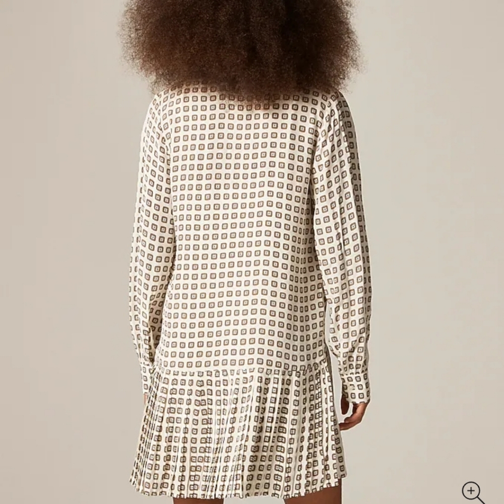 J. Crew New Amelia Shirt Dress in Foulard Print - Large Tall - ivory, black - Picture 4 of 13